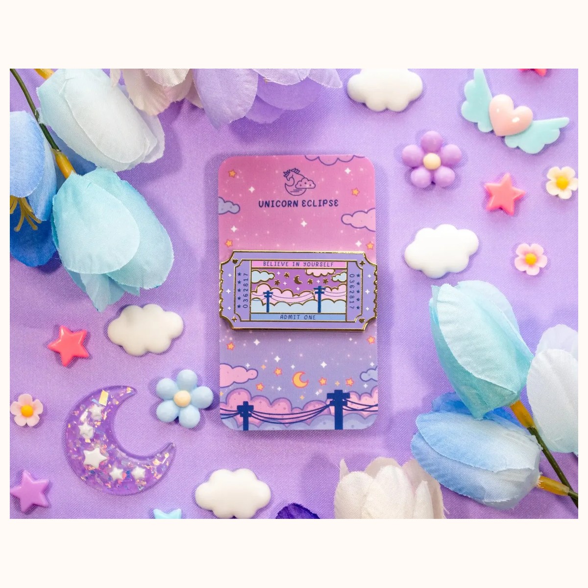 Ticket Enamel Pin, pins & pinback buttons from Farouk Book Store