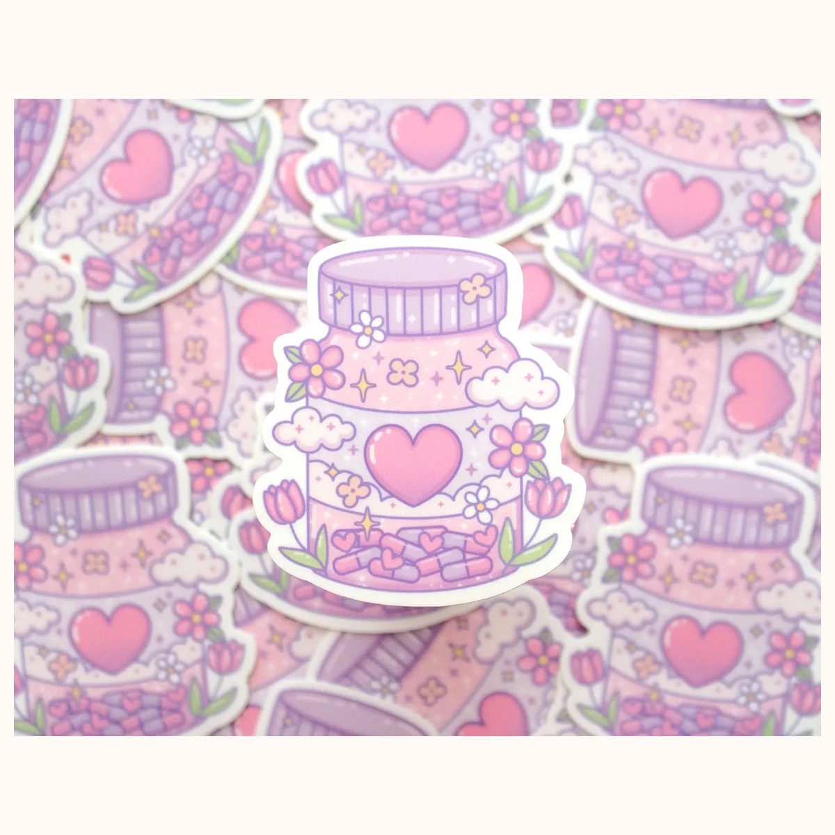 Pill Bottle Aesthetic Cute Vinyl Sticker view 3