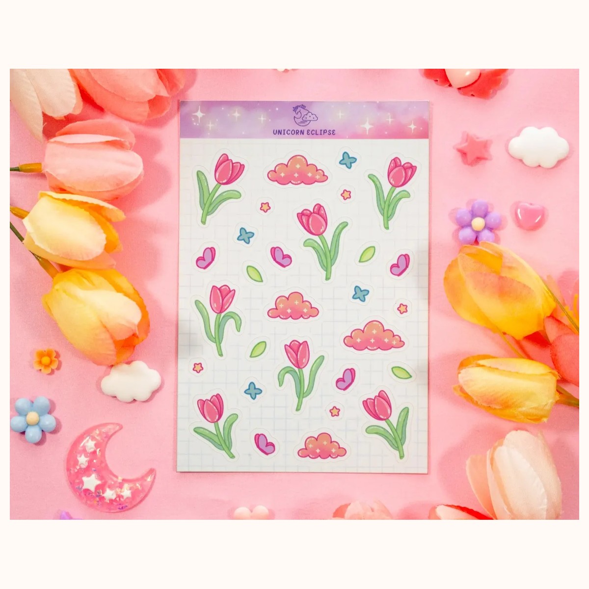 Tulip Dreams Cute Planner Sticker Sheet, stickers from Farouk Book Store