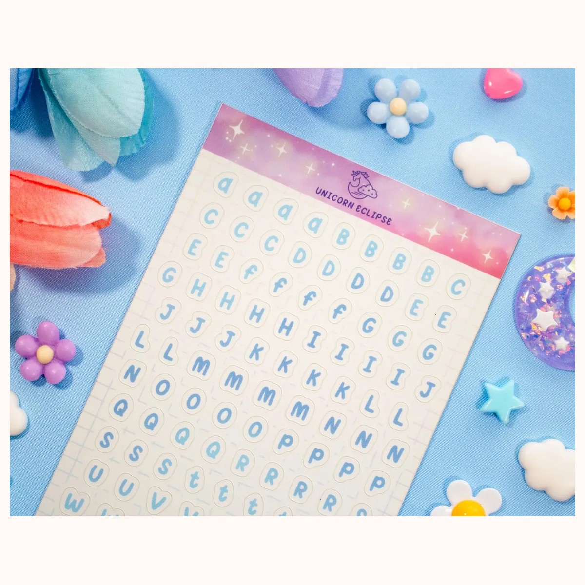 Alphabet (blue) Aesthetic Matte Sticker Sheet view 2