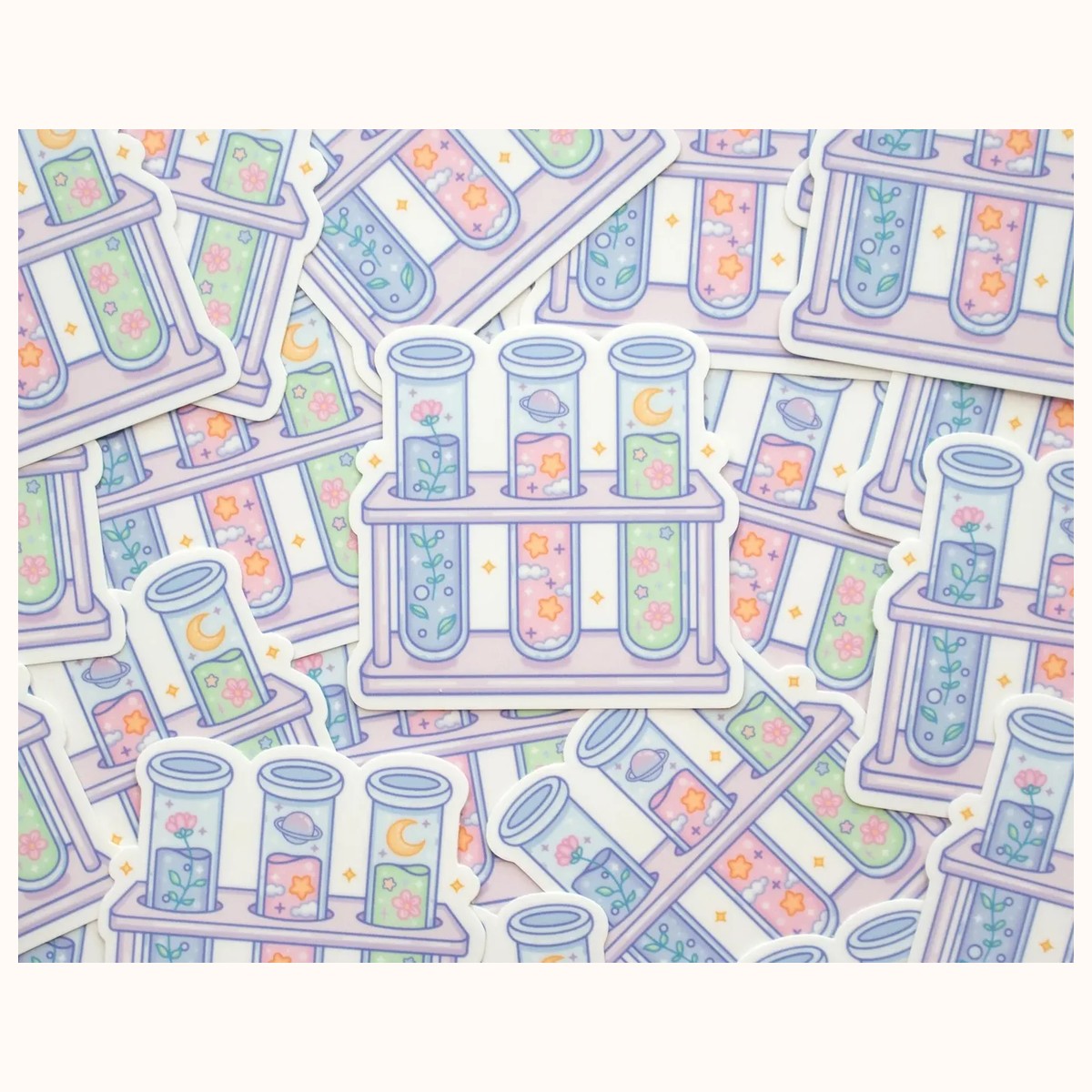 Test Tubes Aesthetic Cute Vinyl Sticker view 3