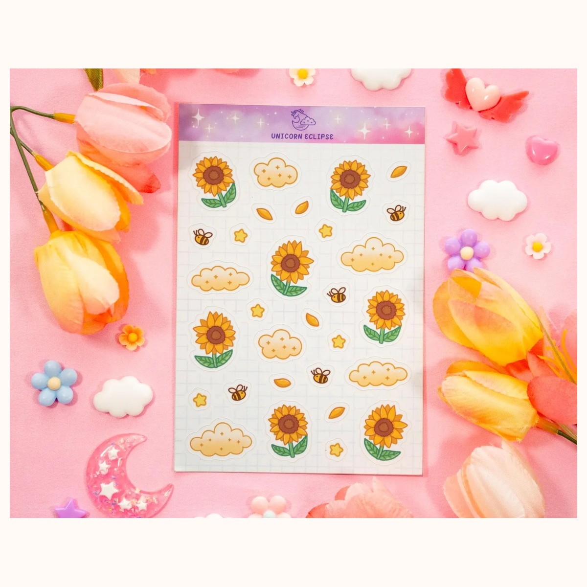 Sunflower Dreams Cute Planner Sticker Sheet, stickers from Farouk Book Store