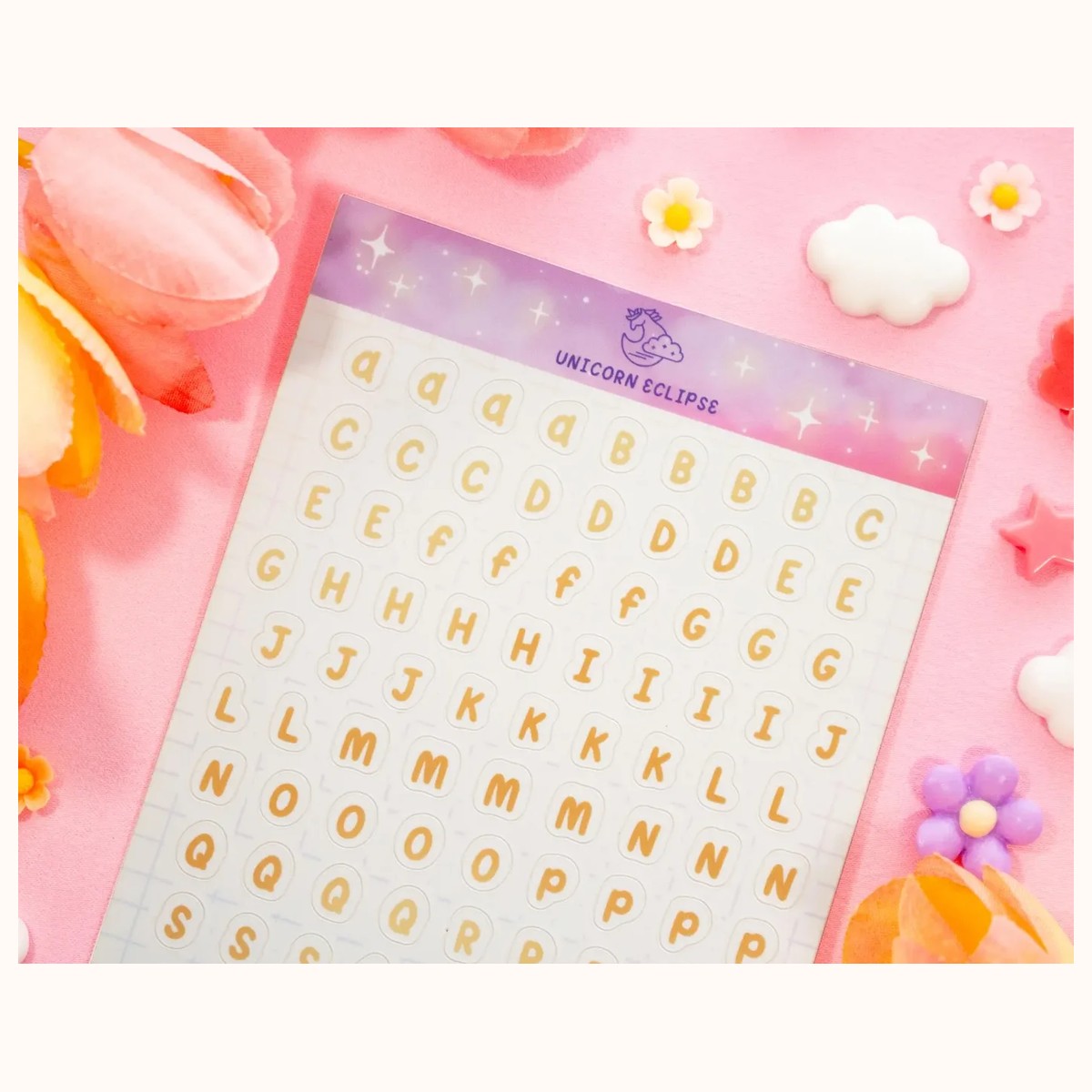 Alphabet (yellow) Aesthetic Matte Sticker Sheet view 2