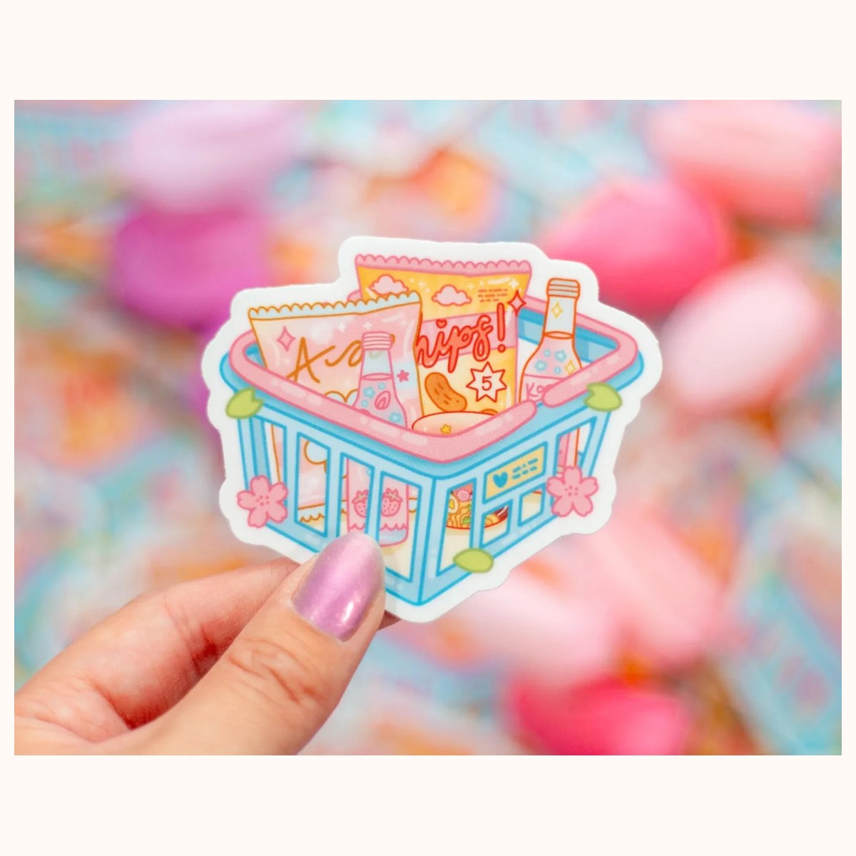 Shopping Basket Sticker | Cute Aesthetic Waterproof Durable Laptop Sticker, stickers from Farouk Book Store