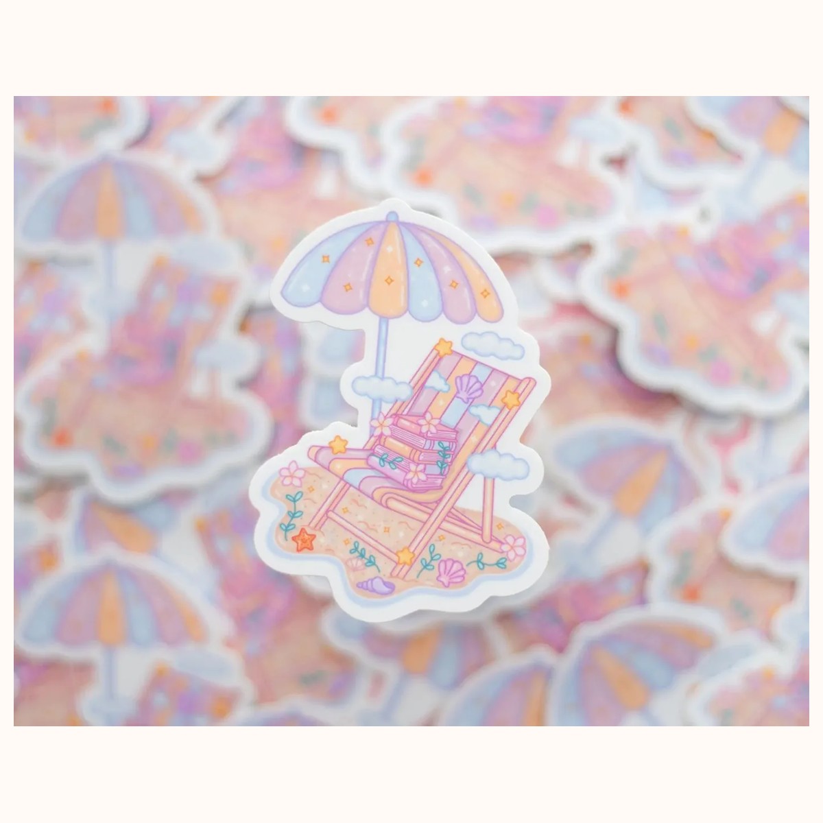 Beach Chair Sticker | Cute Aesthetic Waterproof Durable Laptop Sticker view 3