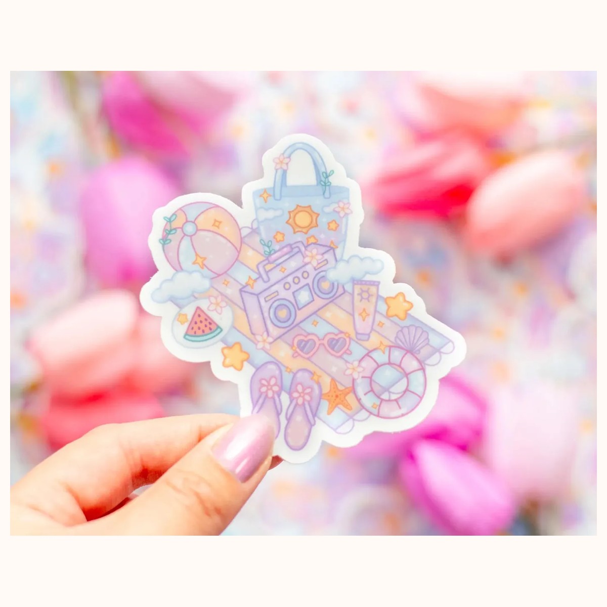 Beach Towel Sticker | Cute Aesthetic Waterproof Durable Laptop Sticker, stickers from Farouk Book Store