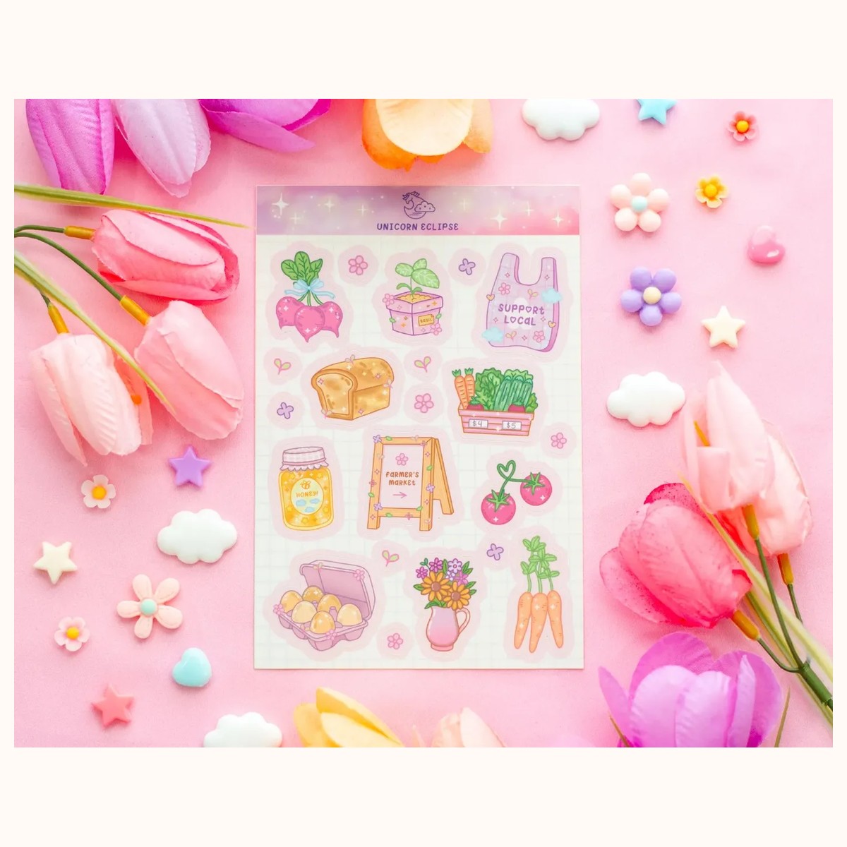 Farmers Market Aesthetic Cute Sticker Sheet, stickers from Farouk Book Store