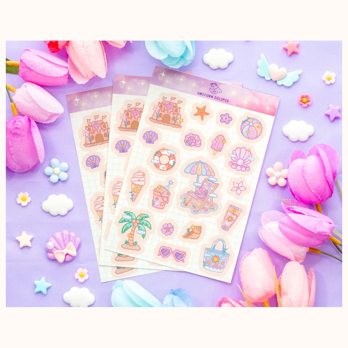 Beach Aesthetic Cute Sticker Sheet view 3