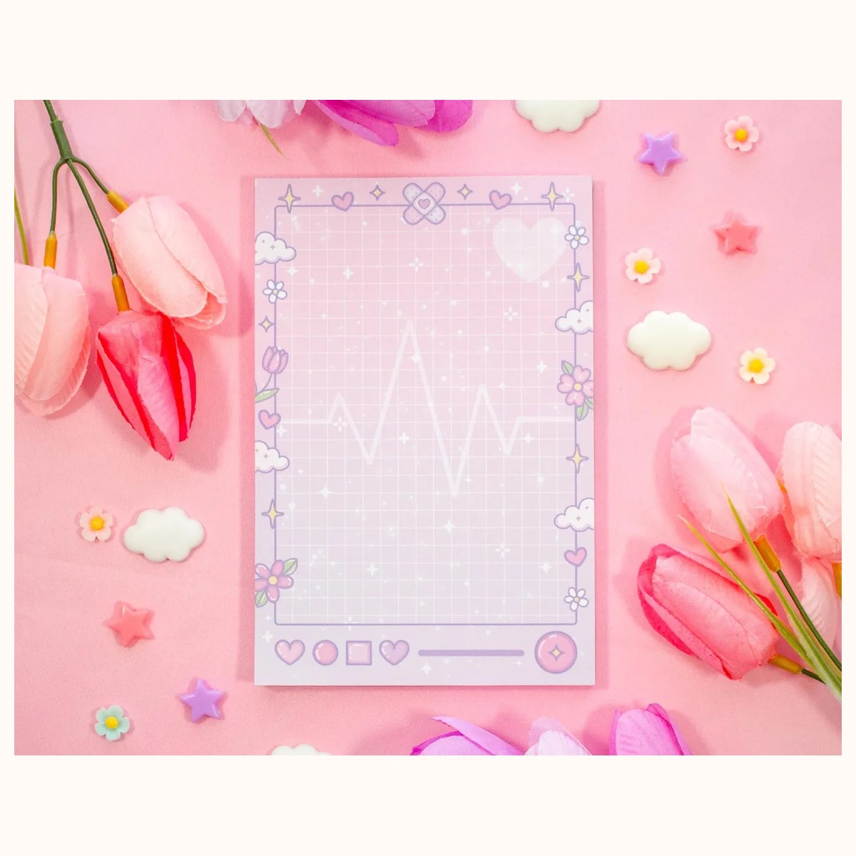 Healing Hearts Notepad | Cute Dreamy Kawaii Aesthetic Stationery Memo Pad, notepads from Farouk Book Store