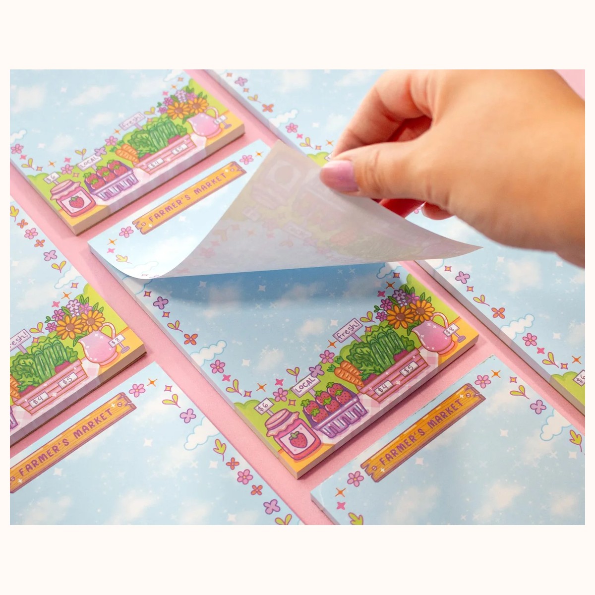 Farmers Market Notepad | Cute Dreamy Kawaii Aesthetic Stationery Memo Pad view 2