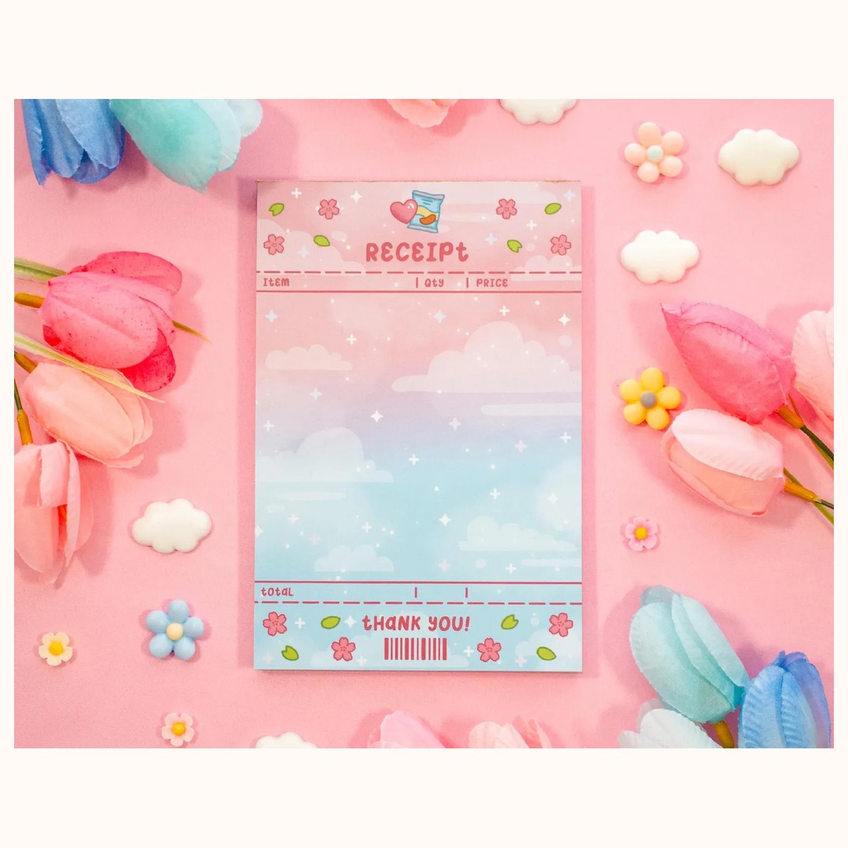Receipt Notepad | Cute Dreamy Kawaii Aesthetic Stationery Memo Pad, notepads from Farouk Book Store