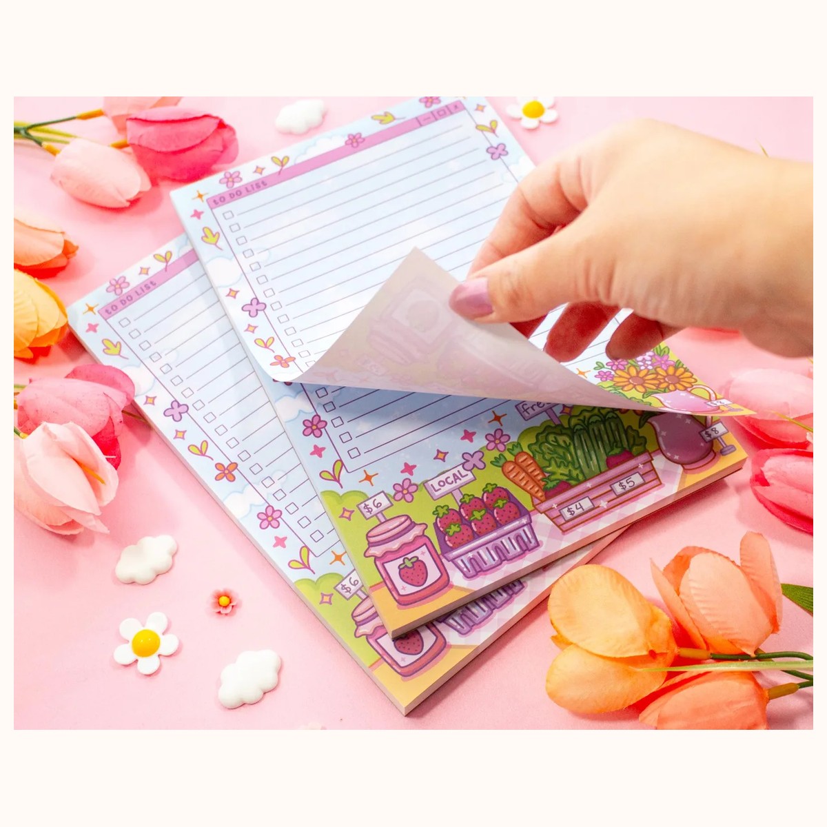 Farmers Market to Do List Planner Pad | Kawaii Art Aesthetic Stationery view 2