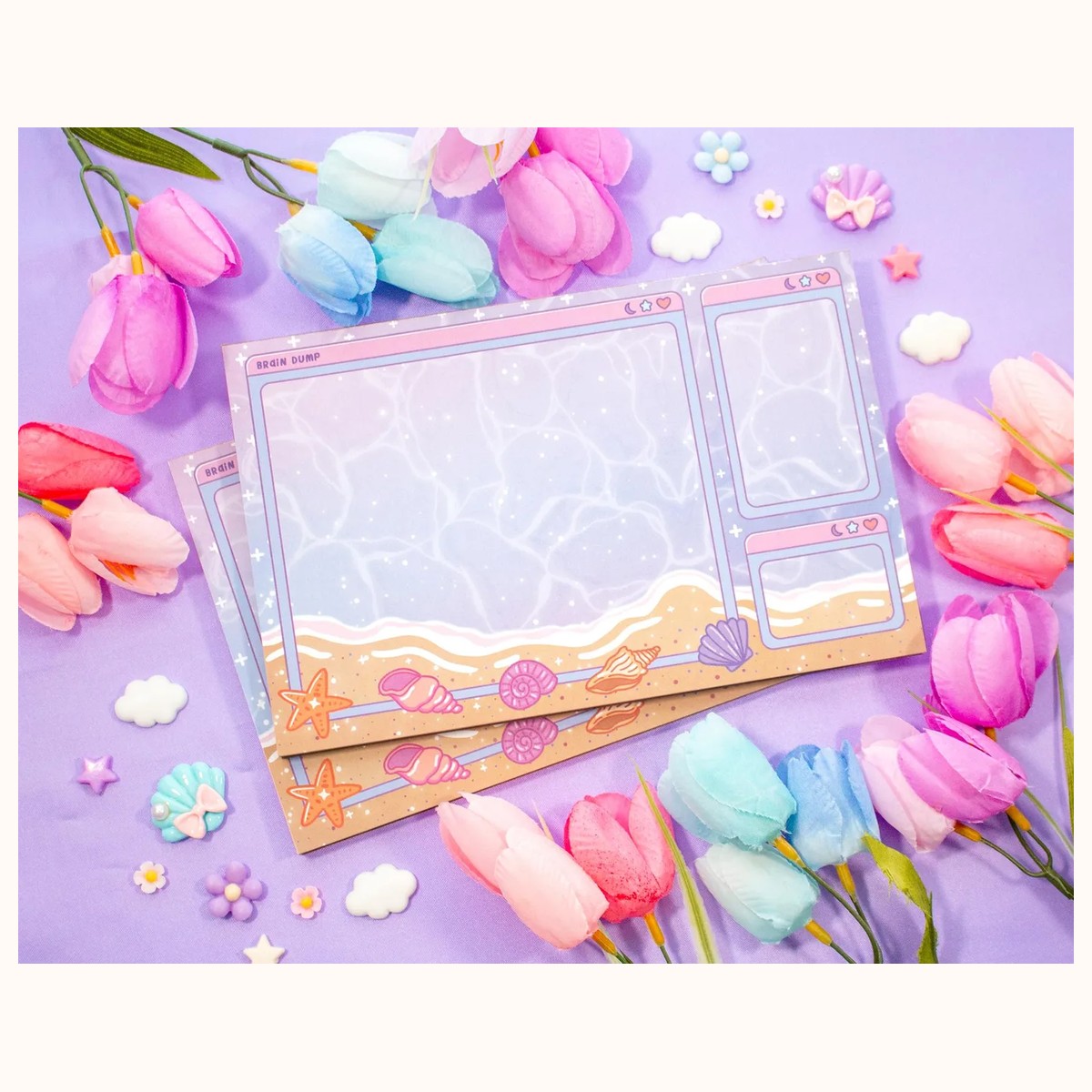 Beach Brain Dump Planner Pad | Kawaii Art Aesthetic Stationery view 3