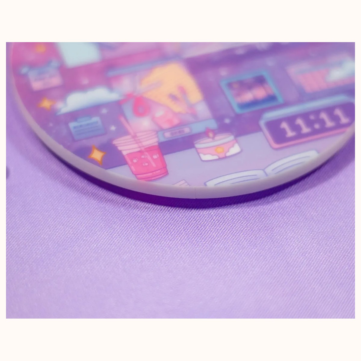 Study Night Acrylic Coaster | Kawaii Drinks Coaster Home Decor Accessories view 4