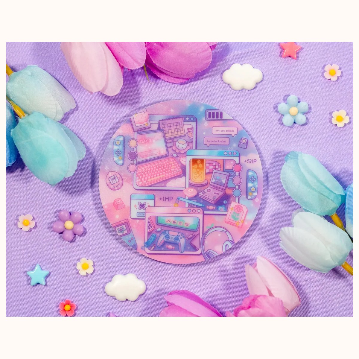 Game Time Acrylic Coaster | Kawaii Drinks Coaster Home Decor Accessories by Farouk Book Store