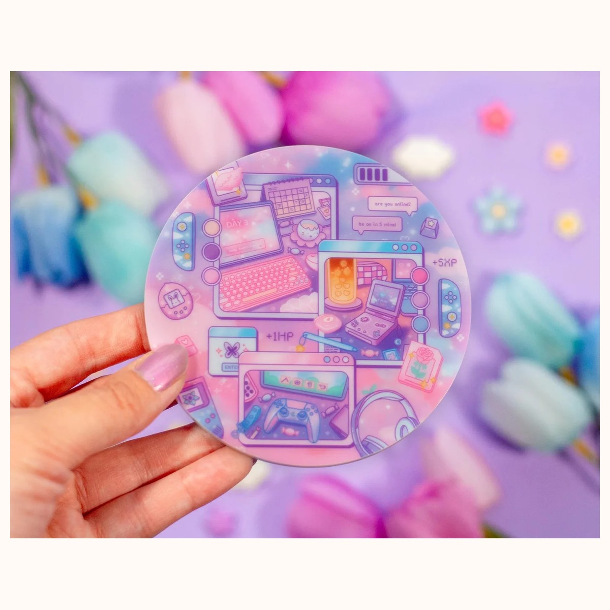 Game Time Acrylic Coaster | Kawaii Drinks Coaster Home Decor Accessories view 2