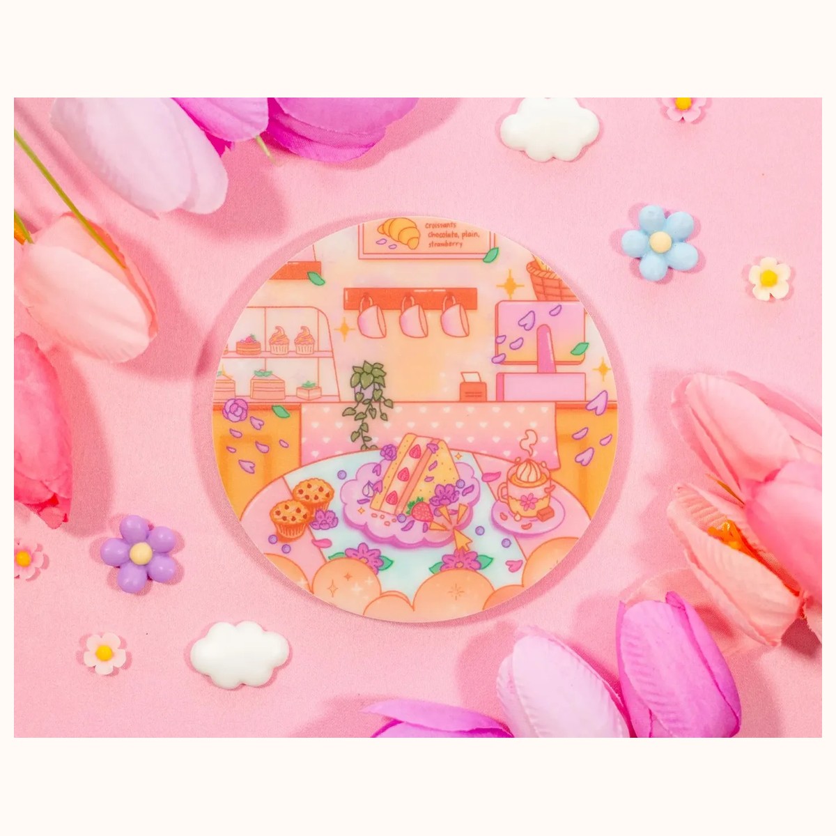 Cafe Quest Acrylic Coaster | Kawaii Drinks Coaster Home Decor Accessories by Farouk Book Store