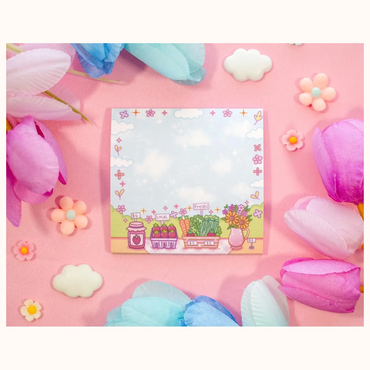 Farmers Market Aesthetic Sticky Note Memo Pad | Kawaii Aesthetic, notepads from Farouk Book Store