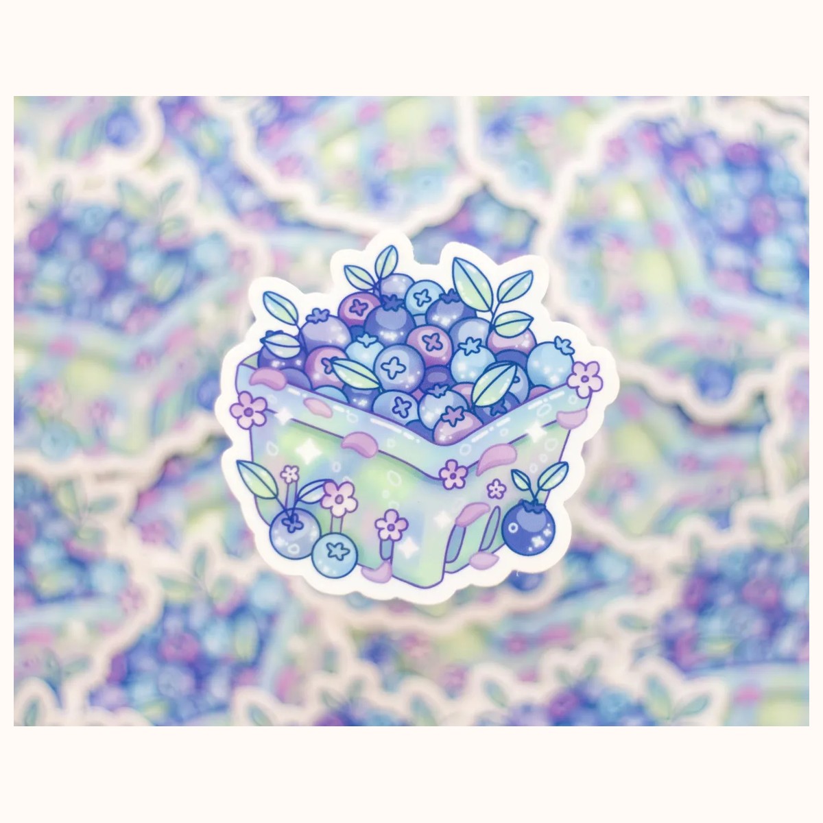 Blueberry Basket Sticker | Cute Aesthetic Waterproof Durable Laptop Sticker view 2