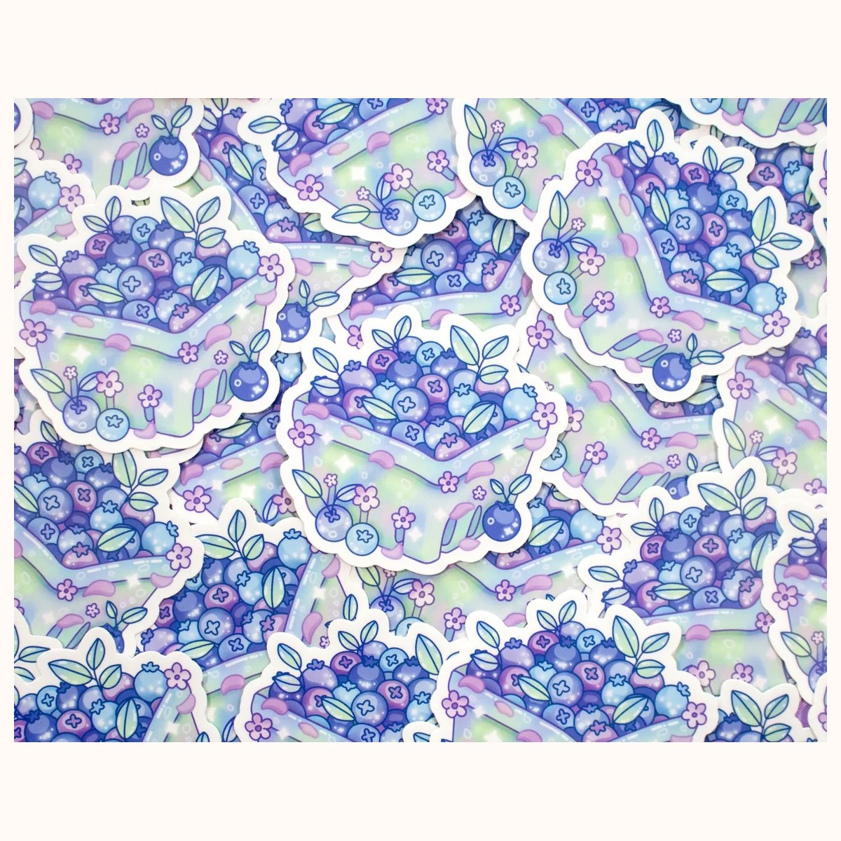 Blueberry Basket Sticker | Cute Aesthetic Waterproof Durable Laptop Sticker view 3