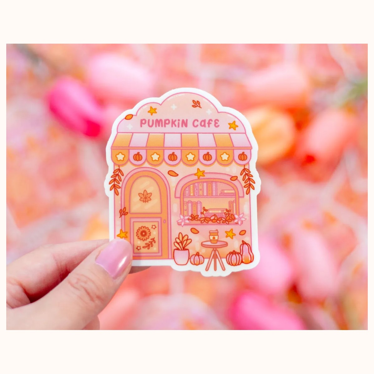 Pumpkin Cafe Aesthetic Cute Vinyl Sticker, stickers from Farouk Book Store