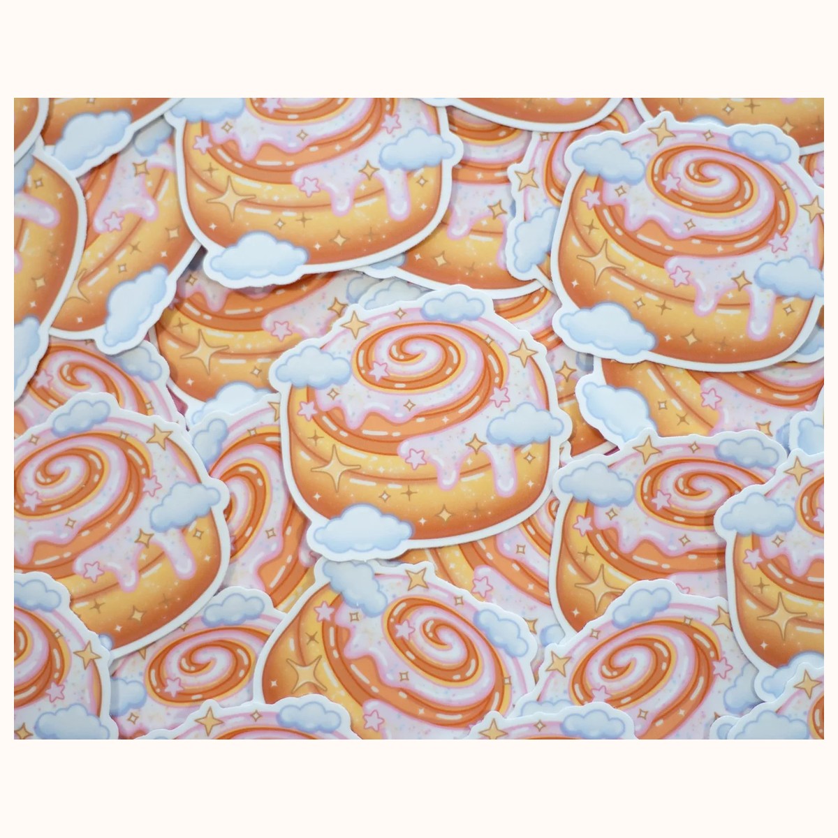 Cinnamon Roll Cute Aesthetic Vinyl Sticker view 3