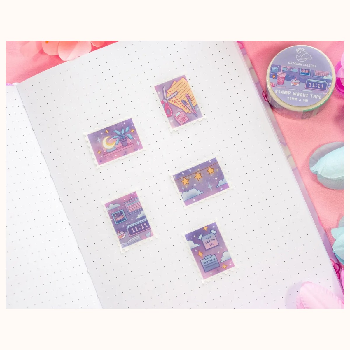 Study Night Stamp Washi Tape | Aesthetic Kawaii Cute Stationery view 2