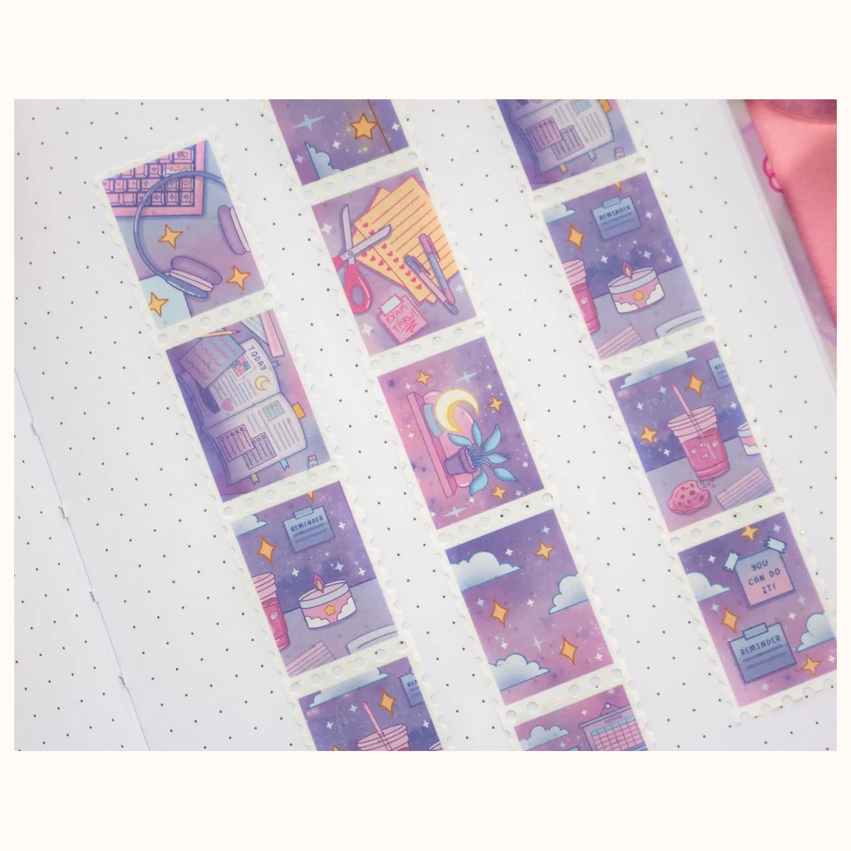 Study Night Stamp Washi Tape | Aesthetic Kawaii Cute Stationery view 4