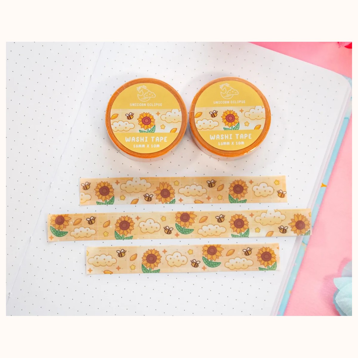 Sunflower Dreams Kawaii Aesthetic Washi Tape by Farouk Book Store