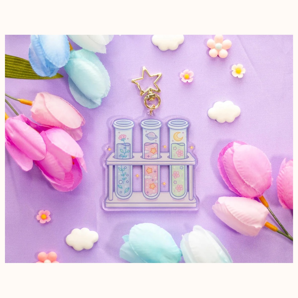 Test Tubes Aesthetic Cute Acrylic Charm Keychain by Farouk Book Store