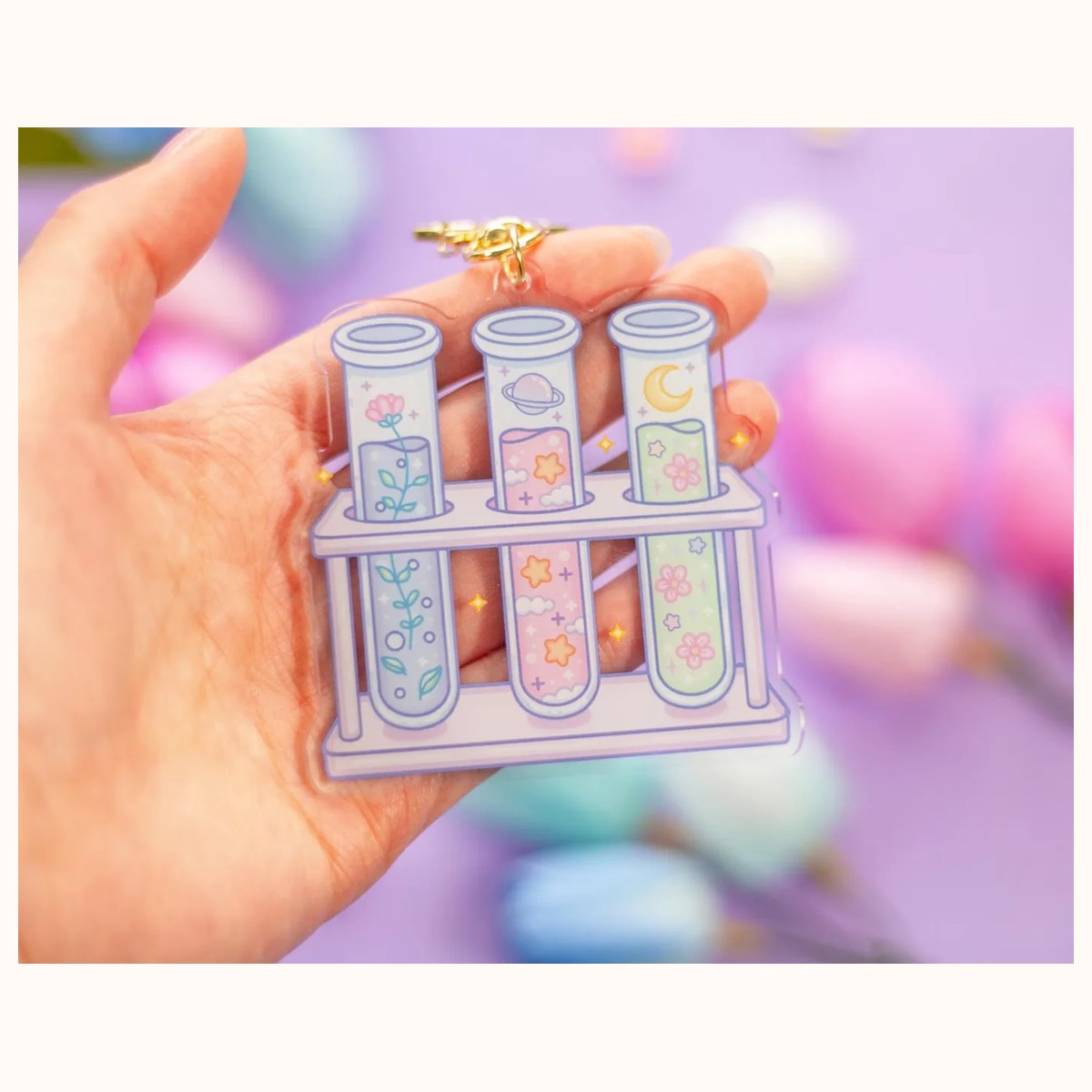 Test Tubes Aesthetic Cute Acrylic Charm Keychain view 2