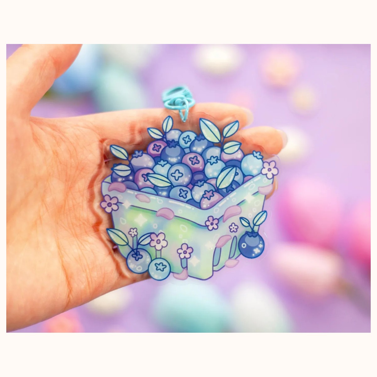 Blueberry Basket Aesthetic Cute Acrylic Charm Keychain view 2