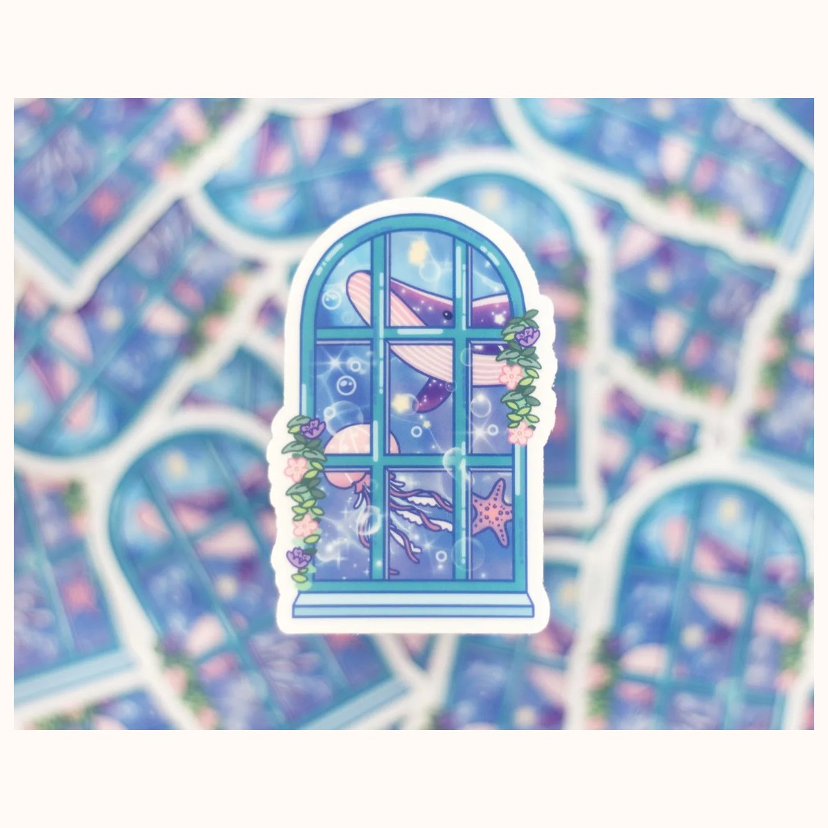Ocean Window CLEAR Cute Aesthetic Vinyl Sticker view 2