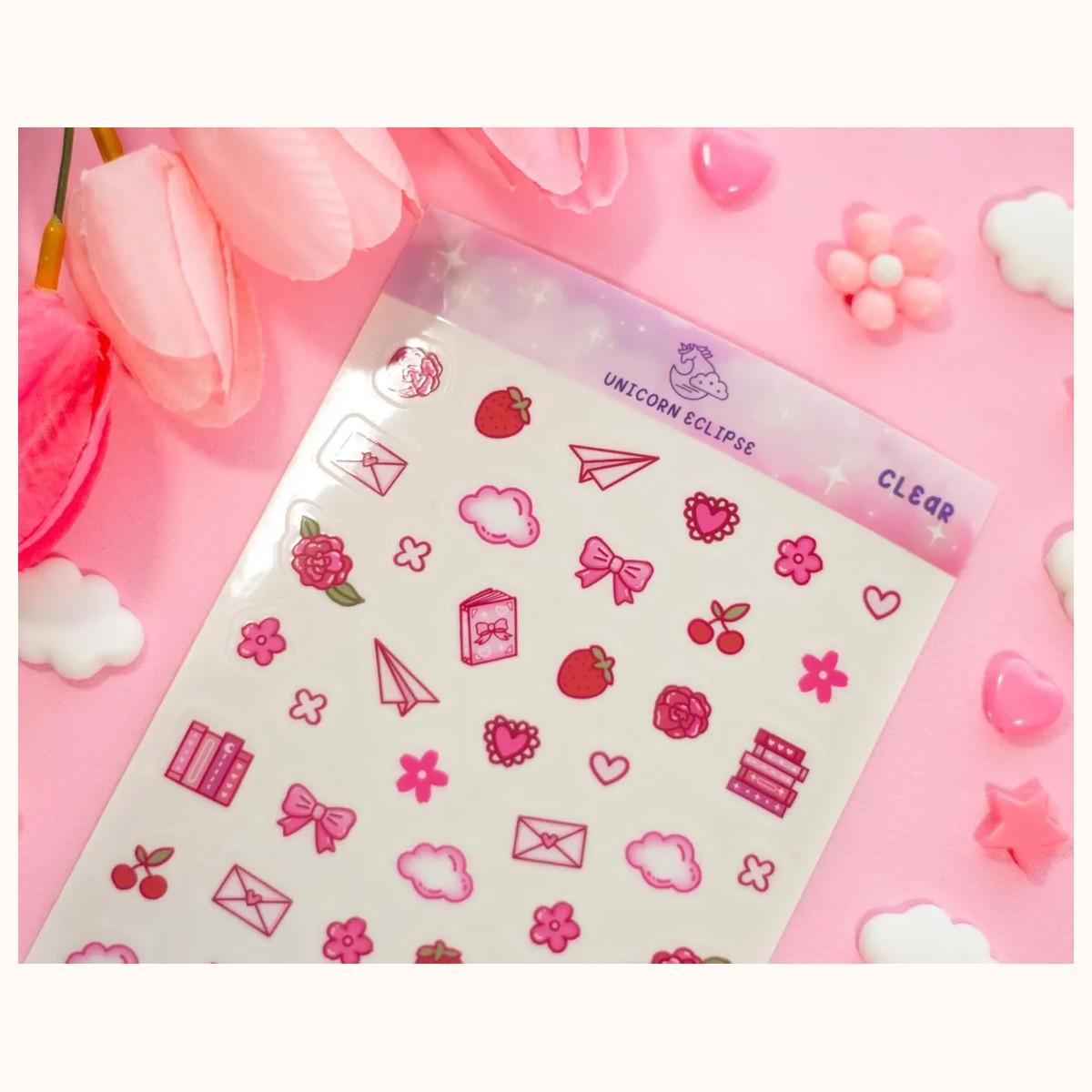 Love Story Deco CLEAR Sticker Sheet | Planner Stickers, Decorative Stickers view 2