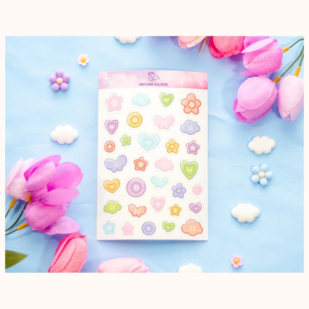 Buttons Sticker Sheet, stickers from Farouk Book Store