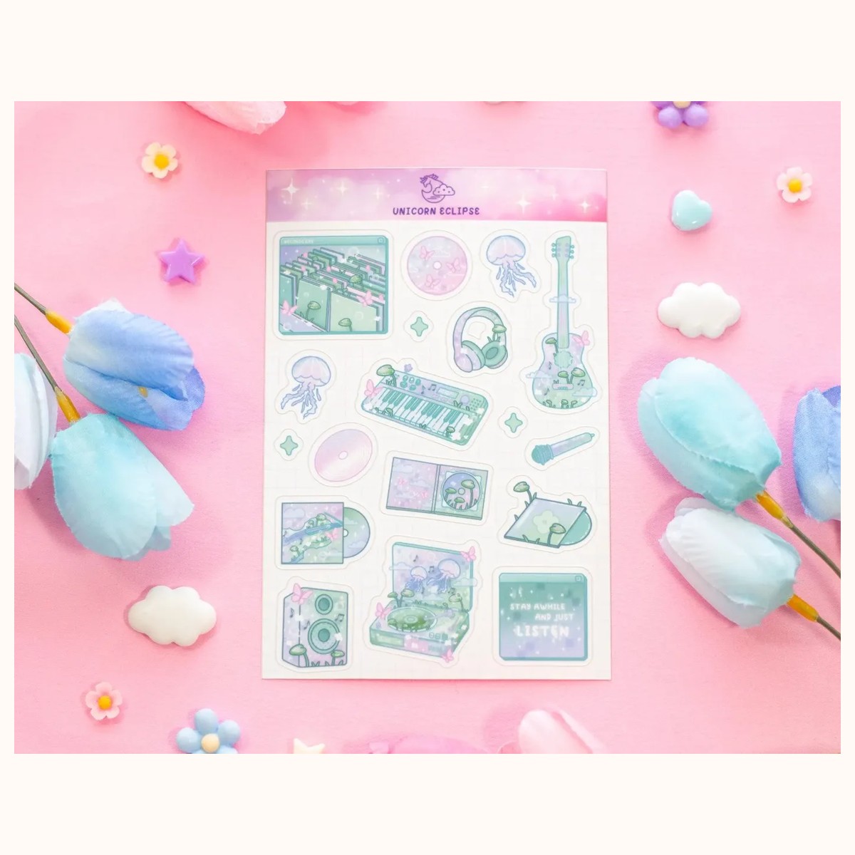 Blooming Records Sticker Sheet by Farouk Book Store