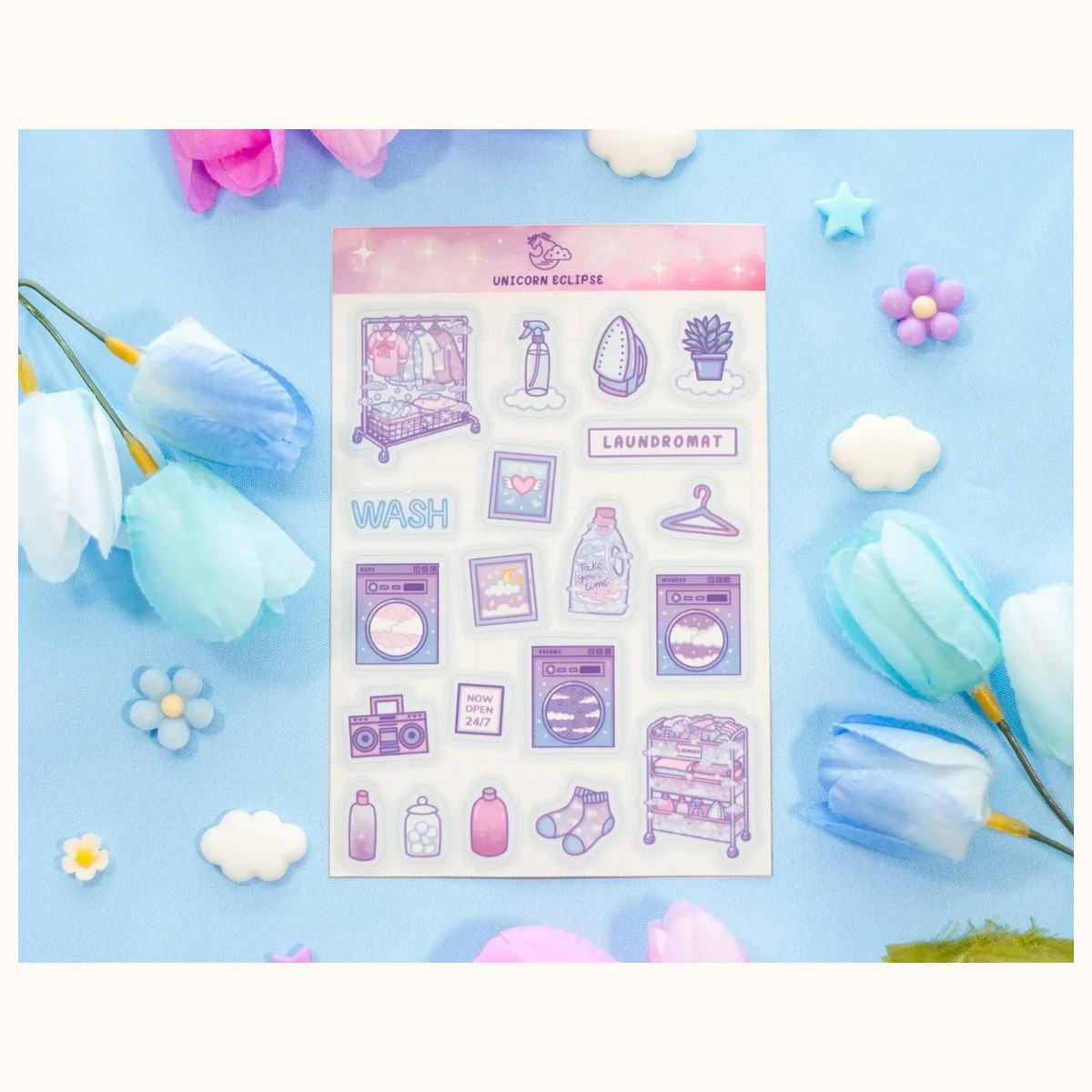Laundromat Sticker Sheet by Farouk Book Store