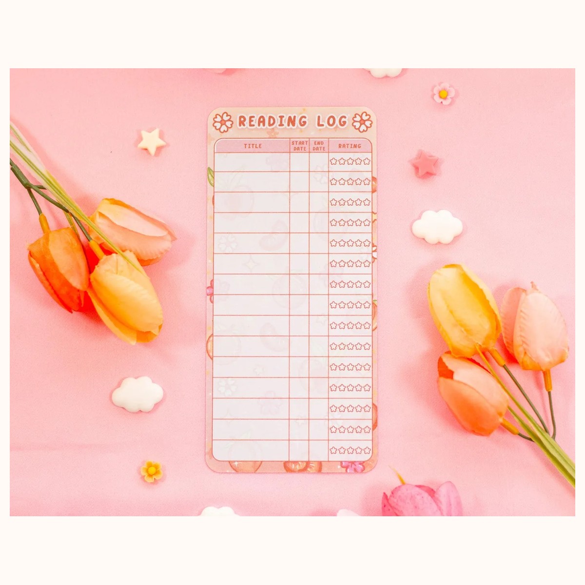 Peaches Reading Log Bookmark view 4