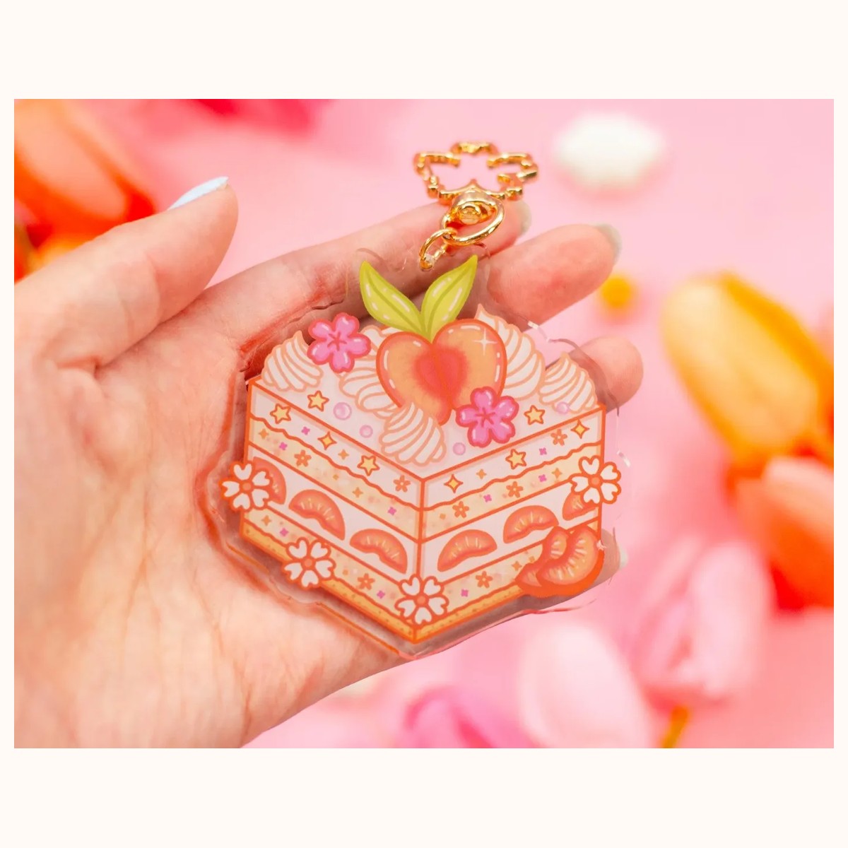 Peach Cake Keychain view 2