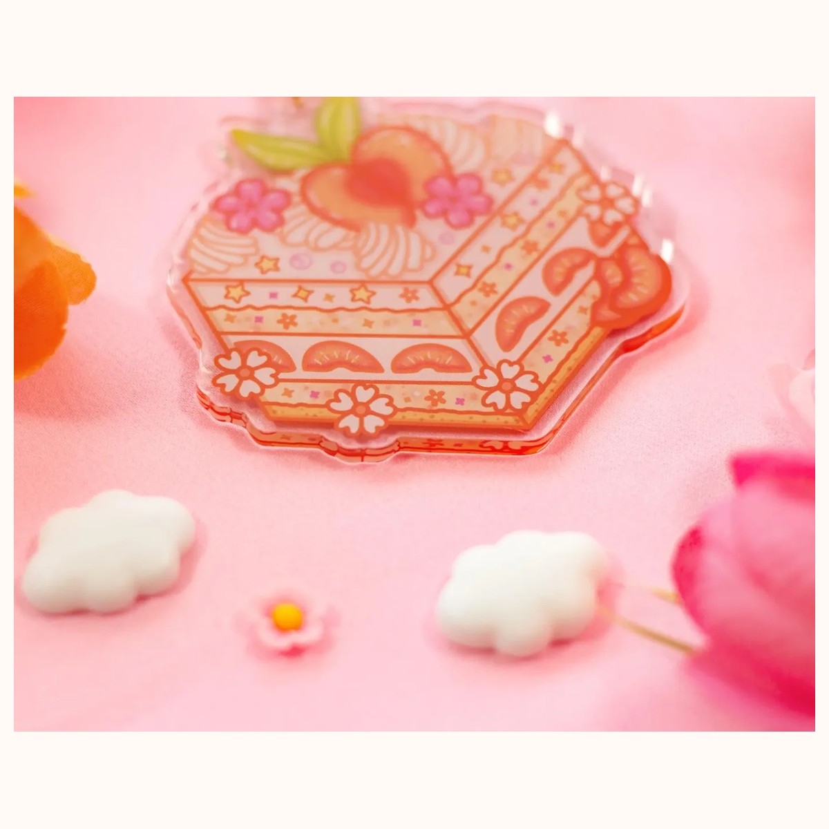 Peach Cake Keychain view 3