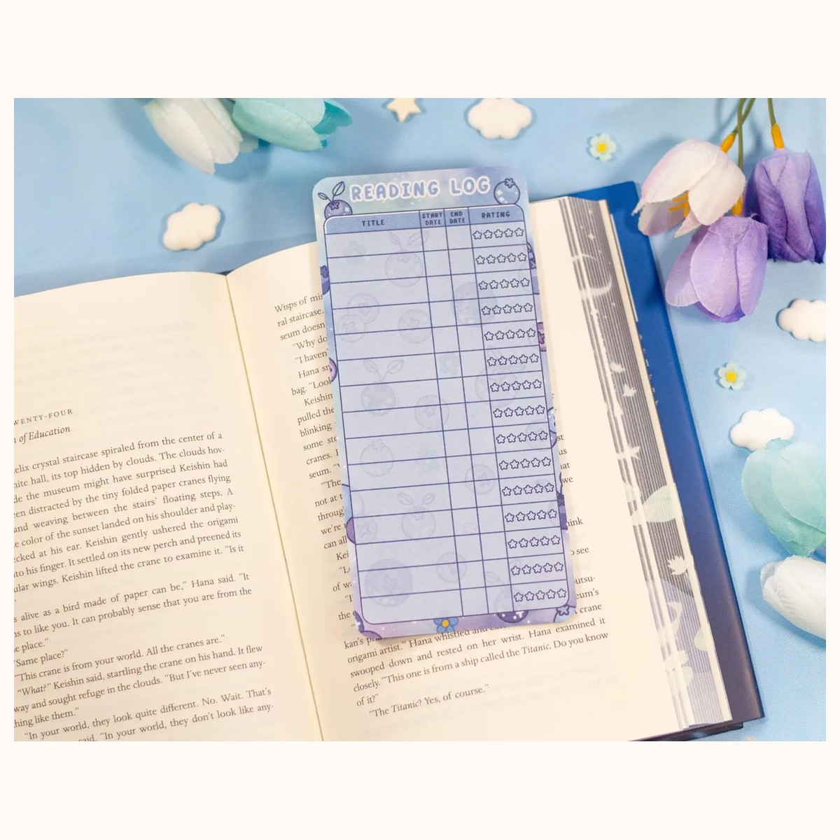 Blueberries Reading Log Bookmark view 3