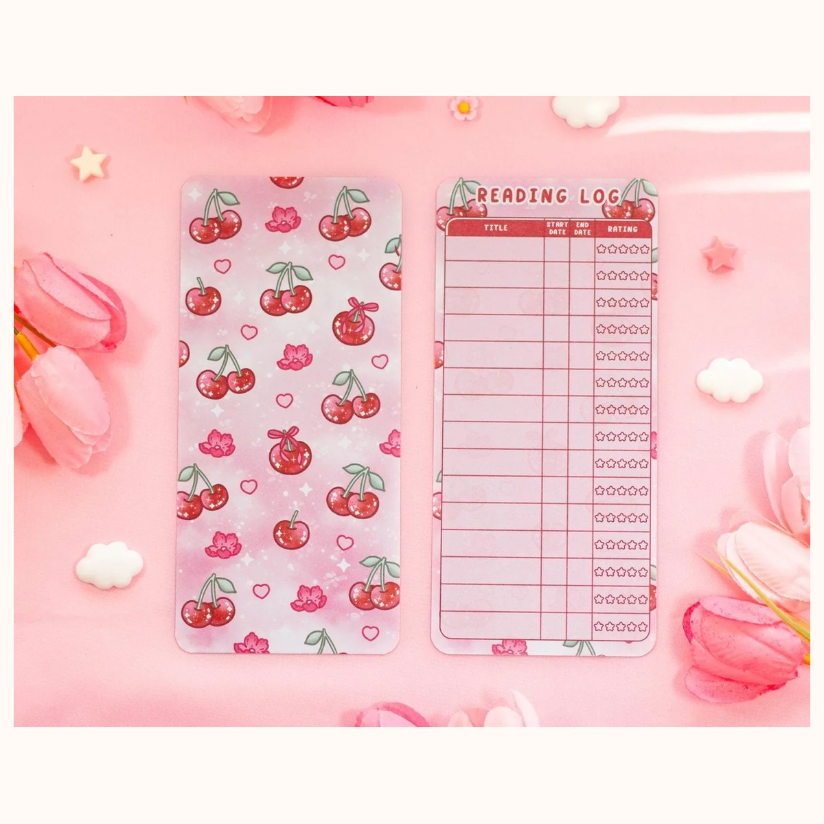 Cherries Reading Log Bookmark by Farouk Book Store