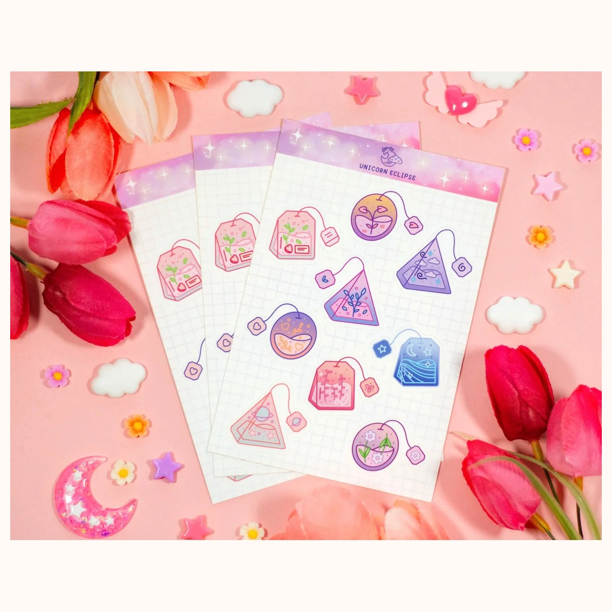 Tea Bags Aesthetic Cute Sticker Sheet | Planner Stickers, Decorative Stickers, Sticker Sheet view 3