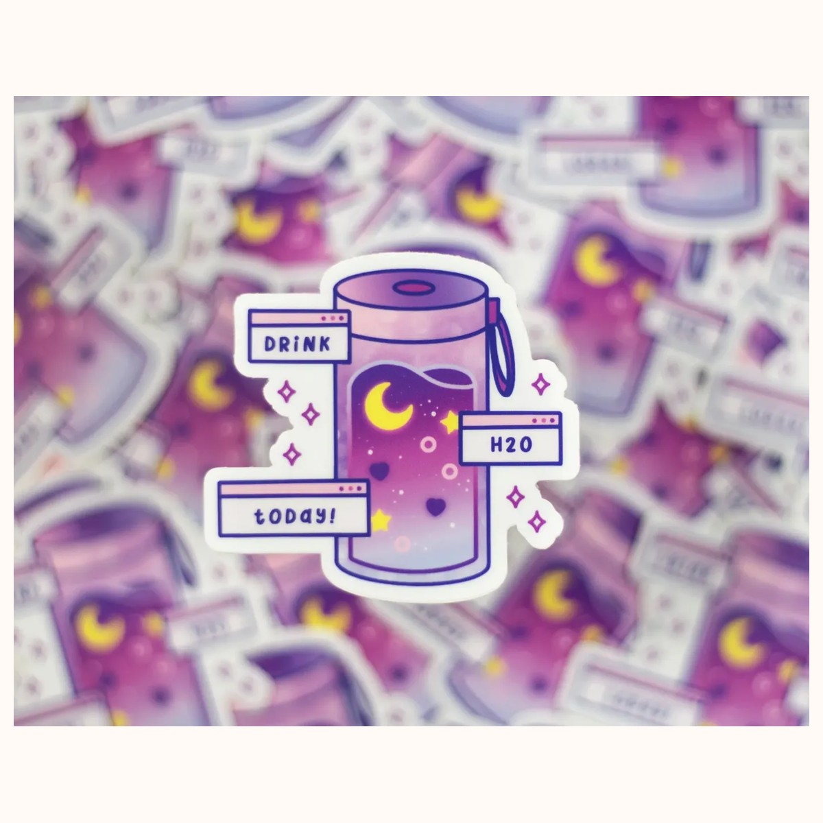 Drink Water Cute Vinyl Sticker view 2