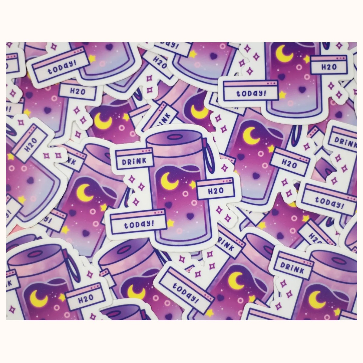 Drink Water Cute Vinyl Sticker view 3