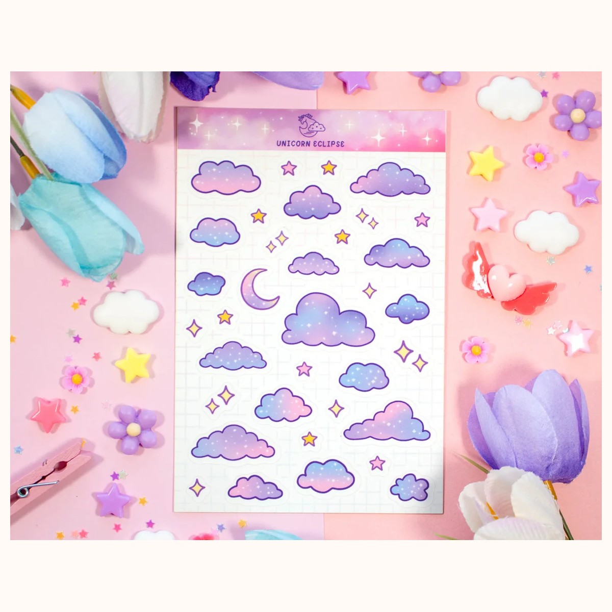 Clouds Aesthetic Cute Planner Sticker Sheet by Farouk Book Store