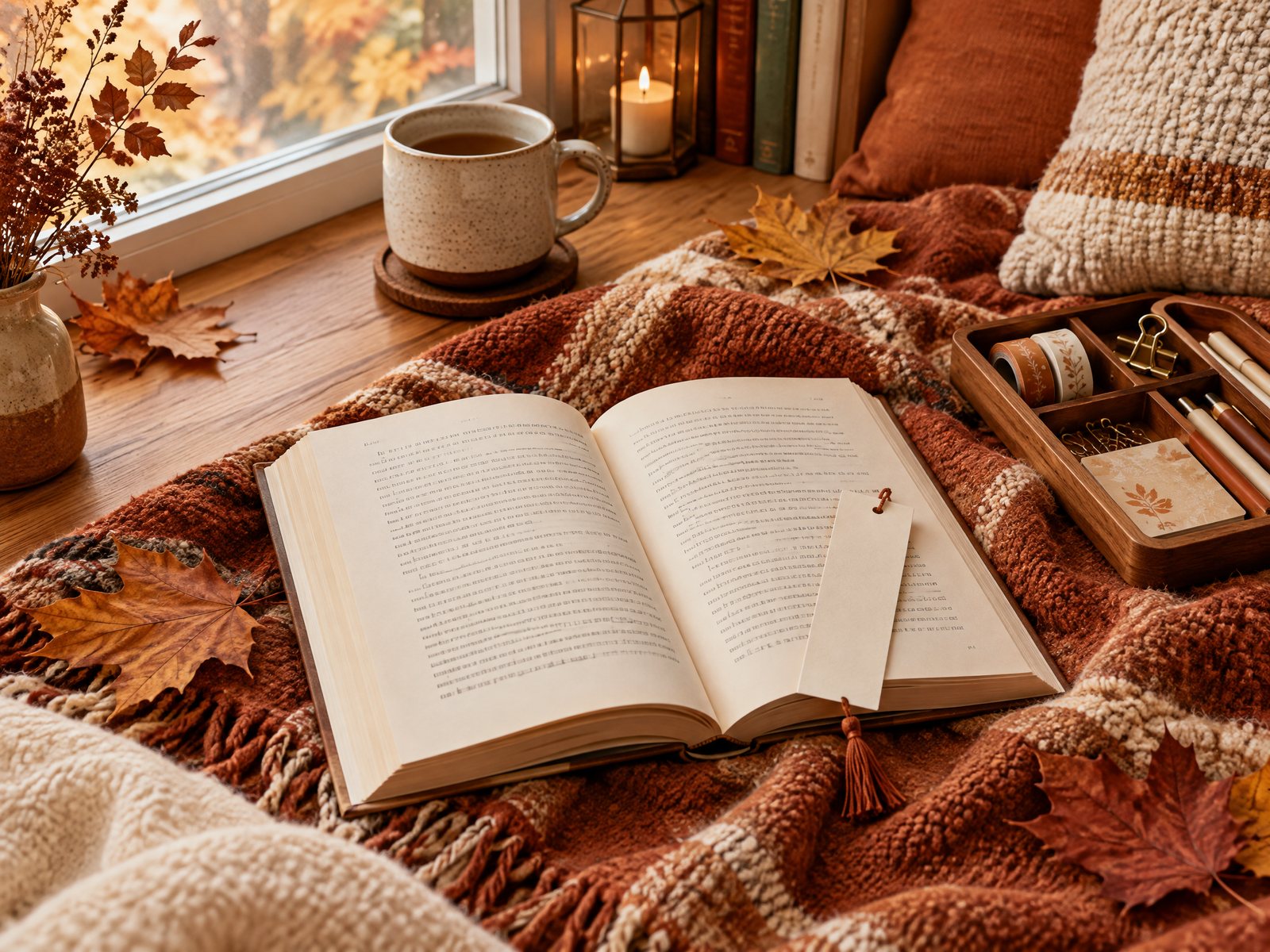 Editorial cover for An Autumn Reading Corner with Farouk Paper Goods